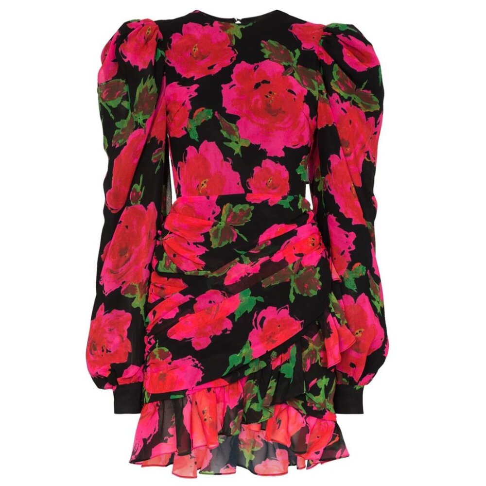 Richard Quinn  Ruched floral-print chiffon dress